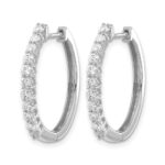14k White Gold 3/4 carat Lab Grown Diamond VS/SI+ G+ Complete Hinged Hoop Earrings - Image 2