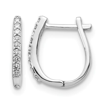 14k White Gold 1/10 carat Lab Grown Diamond VS/SI+ G+ Complete Hinged Hoop Earrings