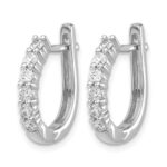 14k White Gold Diamond Hinged Hoop Earrings - Image 2