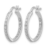 14k White Gold Diamond In/Out Hoop Earrings - Image 2