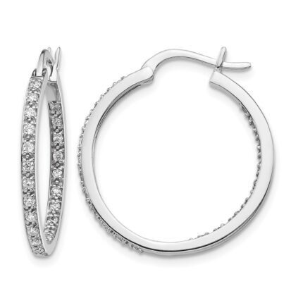 14k White Gold 1/2 carat Lab Grown Diamond VS/SI+ G+ Complete In and Out Hoop Earrings