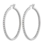 14k White Gold Diamond In/Out Hoop Earrings - Image 2