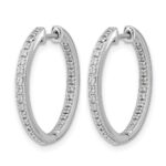 10k White Gold Polished Diamond In/Out Hinged Hoop Earrings - Image 2