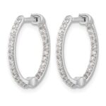 14k White Gold Diamond In/Out Hinged Hoop Earrings - Image 2