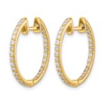 14k Diamond In/Out Hinged Hoop Earrings - Image 2