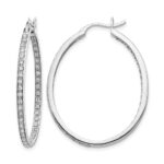 14k White Gold Diamond In/Out Hoop Earrings