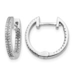 14k White Gold In/Out Diamond Hinged Hoop Earrings