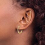 10k Gold Polished Diamond In/Out Hinged Hoop Earrings - Image 3