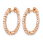 14k Rose Gold 1/2 carat Lab Grown Diamond VS/SI+ G+ Complete In and Out Hoop Earrings - Image 2
