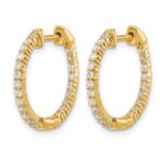 14k Gold Polished Diamond In/Out Hinged Hoop Earrings - Image 2