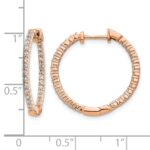 14k Rose Gold Polished Diamond In/Out Hinged Hoop Earrings - Image 4