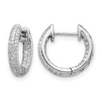 10k White Gold Diamond Hinged Hoop Earrings