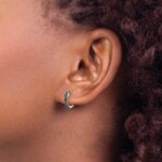 14k White Gold Black Diamond Hinged Hoop Earrings - Image 3