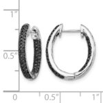 10k White Gold, All Black Diamond In/Out Hoop Earrings - Image 4