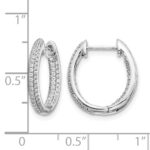 10k White Gold Diamond In/Out Hinged Hoop Earrings - Image 4