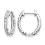 14k White Gold Diamond In/Out Hinged Hoop Earrings