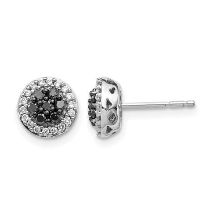 14k White Gold 1/3 carat Black/White Diamond Cluster Post Earrings