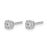 14k White Gold 1/6 carat Diamond Halo Cluster Post Earrings - Image 2