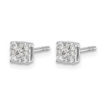 10k White Gold Diamond Cluster Post Earrings - Image 2