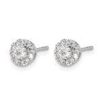 14k White Gold 1/2 carat Diamond Halo Cluster Post Earrings - Image 2
