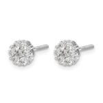 14k White Gold 5/8 carat Diamond Cluster Screwback Post Earrings - Image 2