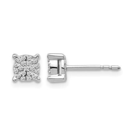14k White Gold 1/6 carat Diamond Cluster Post Earrings