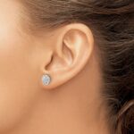 14k White Gold 1/2 carat Diamond Cluster Post Earrings - Image 3