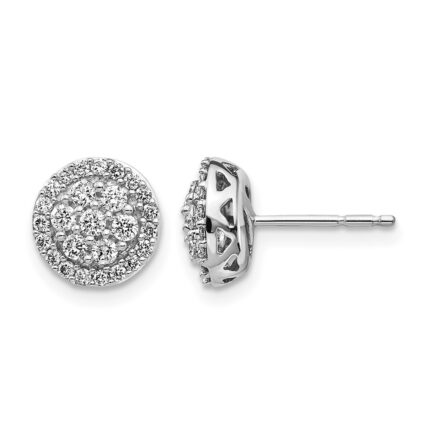 14k White Gold 1/2 carat Diamond Cluster Post Earrings