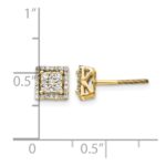 14k 1/3 carat Diamond Cluster Square Screwback Post Earrings - Image 4