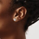 14k White Gold 1/10 carat Diamond Cluster Square Post Earrings - Image 3