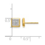 14k 1/8 carat Diamond Cluster Square Post Earrings - Image 4