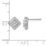 14k White Gold 1/4 carat Diamond Square Cluster Post Earrings - Image 4