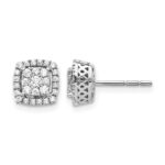 14k White Gold 1/2 carat Lab Grown Diamond VS/SI+ G+ Double Halo Post Earrings
