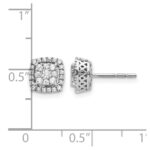 14k White Gold 1/2 carat Diamond Square Cluster Post Earrings - Image 4