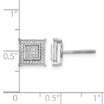 10k White Gold Diamond Small Double Square Bezel Post Earrings - Image 4