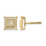 14k 1/4 carat Diamond Double Square Bezel Screwback Post Earrings