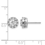 14k White Gold 1 carat Lab Grown Diamond VS/SI+ G+ Complete Halo Post Earrings - Image 4