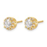 14k 1/4 carat Diamond (Holds 2-4.8mm Stones) Semi-mount Halo Stud Earrings - Image 2