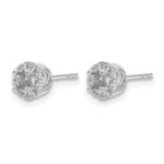 14k White Gold 1/10 carat Diamond (Holds 2-3.8mm Stones) Semi-mount Halo Stud Earrings - Image 2
