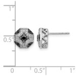 14k White Gold Fancy 1/4 carat White and Black Diamond Octagon Post Earrings - Image 4