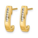14k 1/10 carat Diamond Channel J-Hoop Post Earrings - Image 2