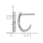 10k White Gold Diamond J-Hoop Post Earrings - Image 4