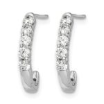 14k White Gold 1/2 carat Diamond J-Hoop Post Earrings - Image 3