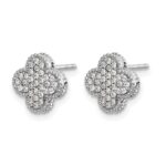 14k White Gold 1/3 carat Pave Diamond Quatrefoil Post Earrings - Image 2