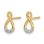 14k and Rhodium Diamond Twisted Post Earrings - Image 2