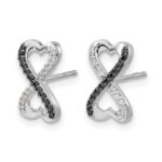 14k White Gold Black and White Diamond Infinity Heart Post Earrings - Image 2