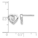14k White Gold Diamond Heart Post Earrings - Image 2