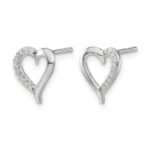 14k White Gold 1/10 carat Lab Grown Diamond VS/SI+ G+ Complete Heart Post Earrings - Image 2