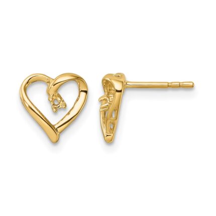 14k Fancy Diamond Heart Earring Mountings