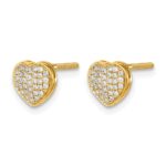 14k Diamond Heart Screw Back Post Earrings - Image 2